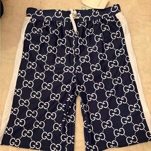 Gucci Navy and White Patterned Swim Shorts